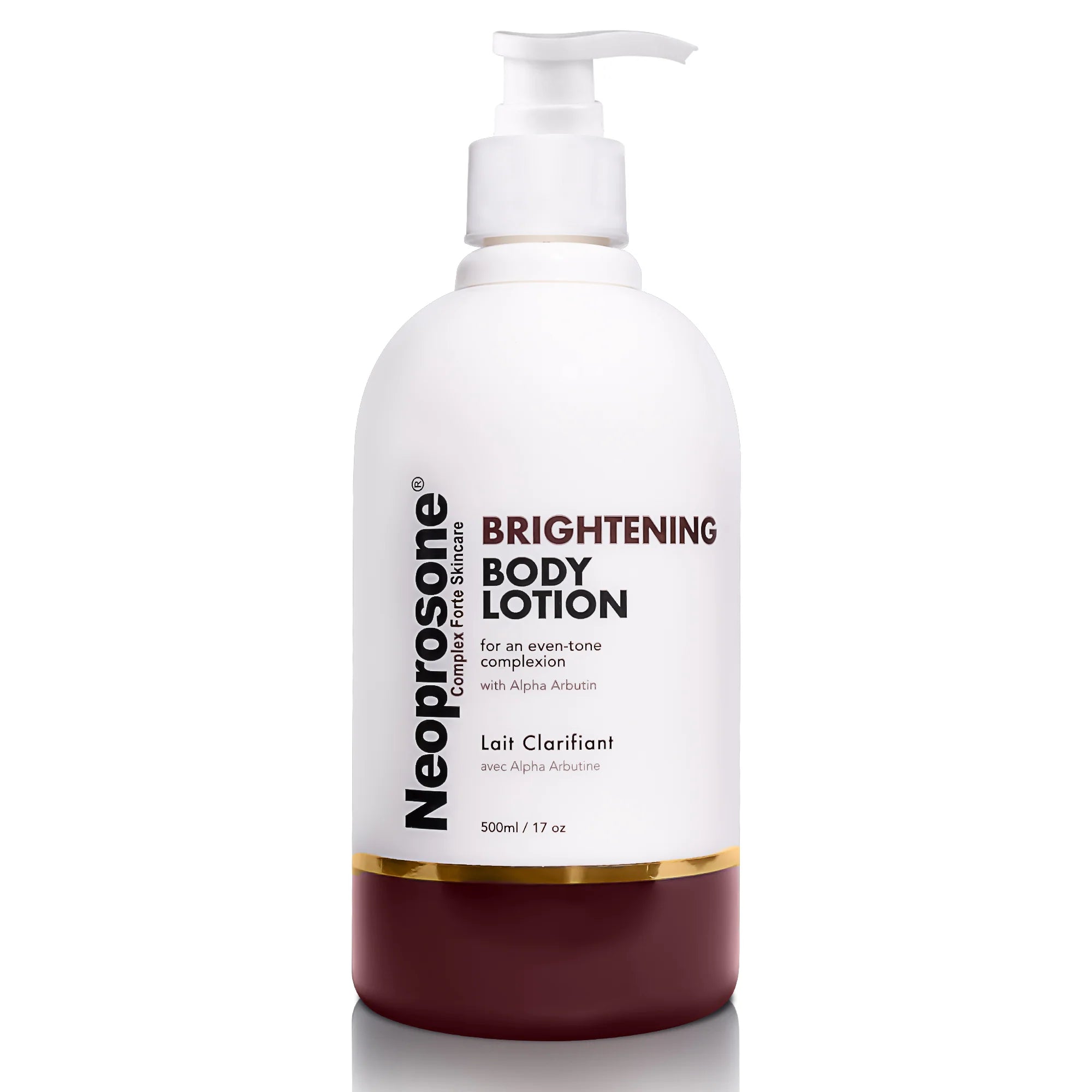 Neoprosone – Lotion Éclaircissante pour le Corps avec Pompe (400 ml / 13,5 oz)